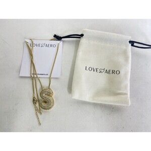 Love Aero Bubble Letter Initial S Personalized Necklace Gold Tone Bling NEW